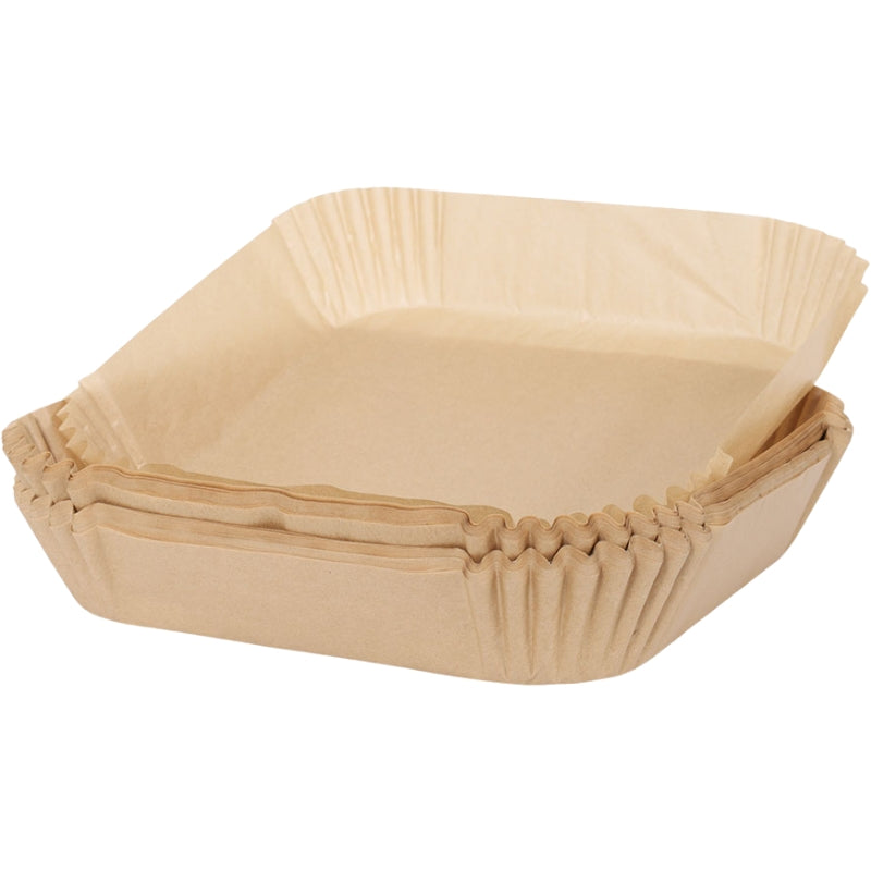 Kvadratiske papirforme til airfryer, pakke med 100 stk.