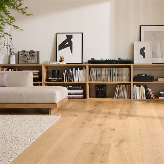 Timberman Wideplank plankegulv i Eg Country med hvid matlak