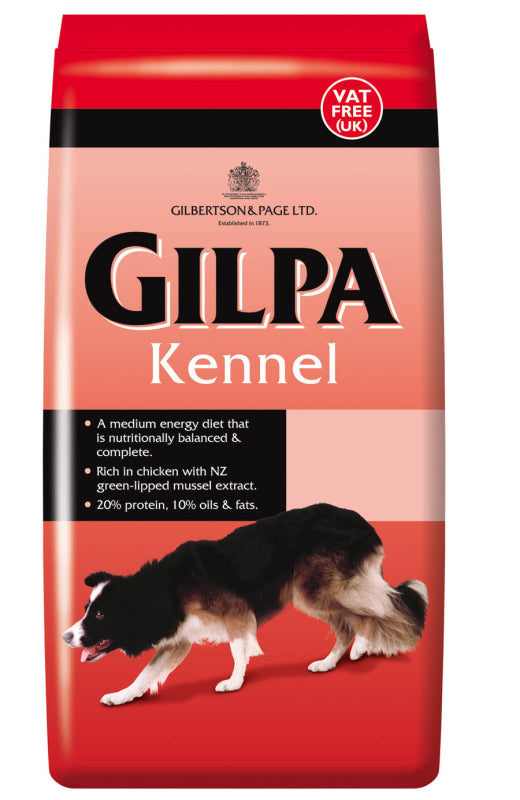 Sæk med Gilpa Kennel voksenfoder med kylling til hunde, 15 kg
