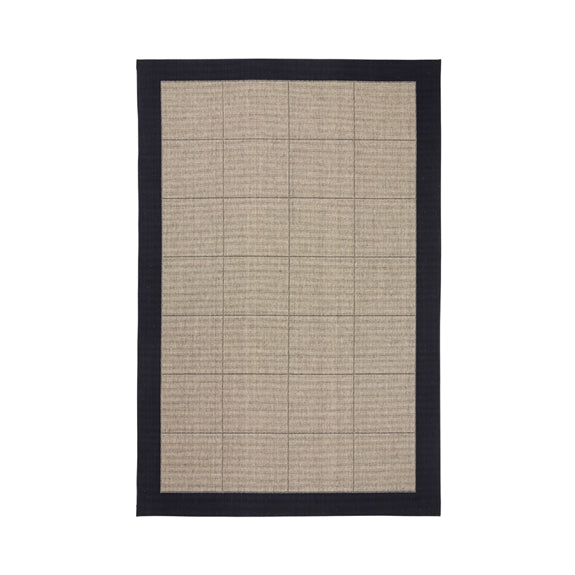 Lille fladvævet Casablanca-tæppe 50 x 80 cm fra HC Interior Rugs med sort kant og diskret mønster