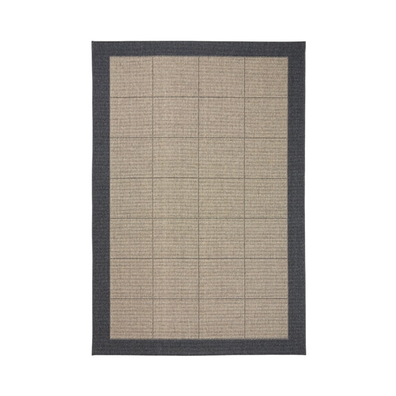 Stort gråt fladvævet Casablanca-tæppe 15022 fra HC Interior Rugs, 200 x 290 cm, med grå kant