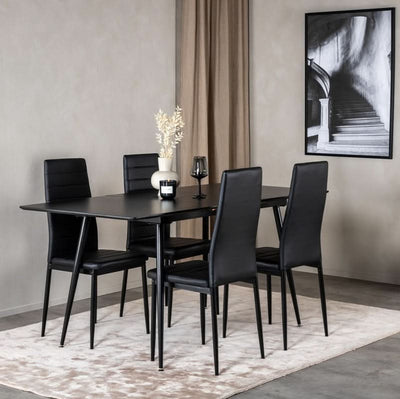 Se tilbud på Laredo spisebord i sort MDF med tillægsplade, 90 x 120 (160) cm. Billigt udsalg! Hurtig levering: 1-2 hverdage. Varenummer: 3NDC-5457. På lager.