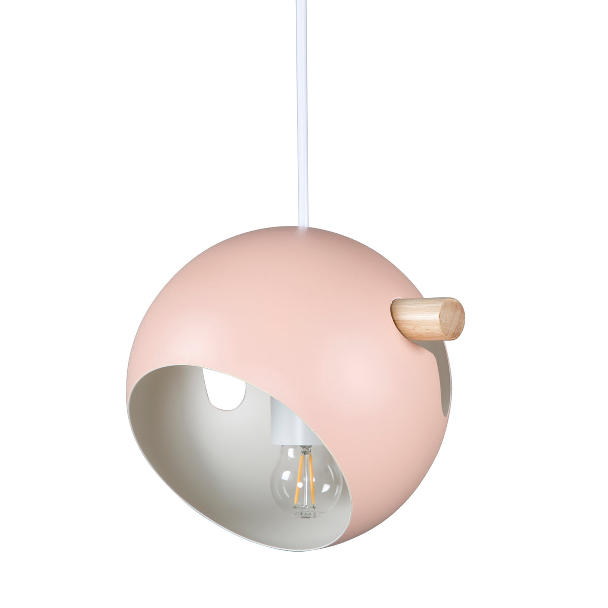 Venture Design Tubbie loftlampe i natur træ og lyserødt jern