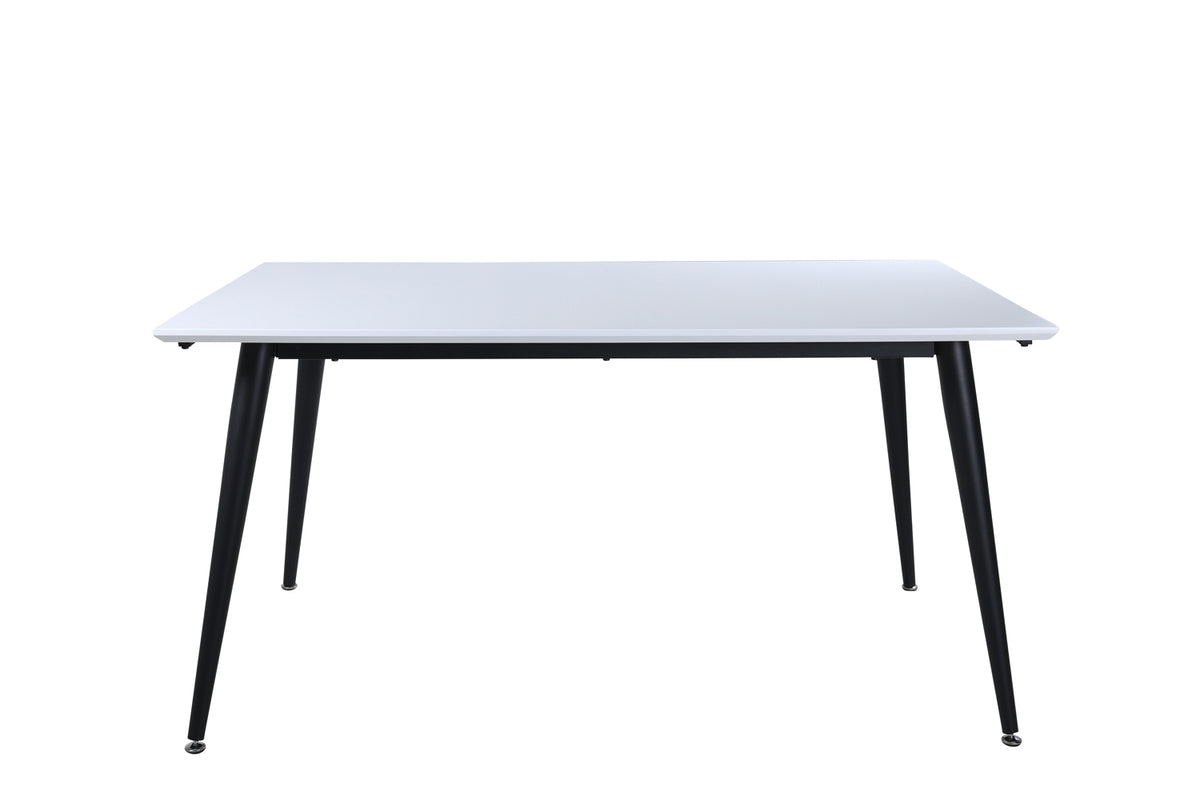 Venture Design Jimmy spisebord med udtræk i hvid HPL og sort stål, 150x90 cm