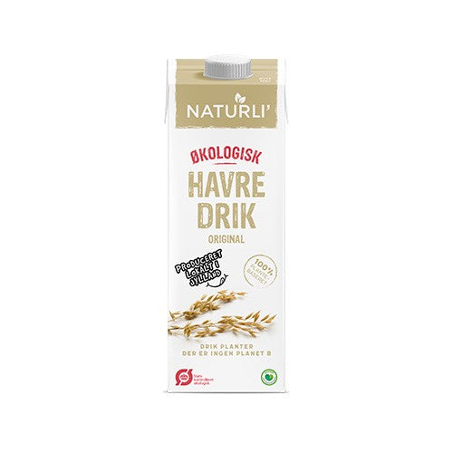 Karton med økologisk havredrik fra Naturli, 1 liter