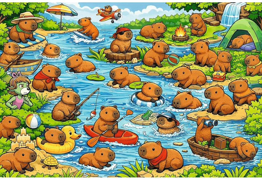 Trefl puslespil The Treflik Family Capybaras Seek & Find, 100 brikker