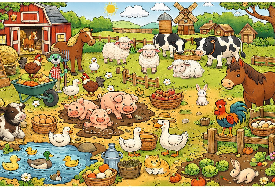 Trefl puslespil The Treflik Family Village Seek & Find med 100 brikker