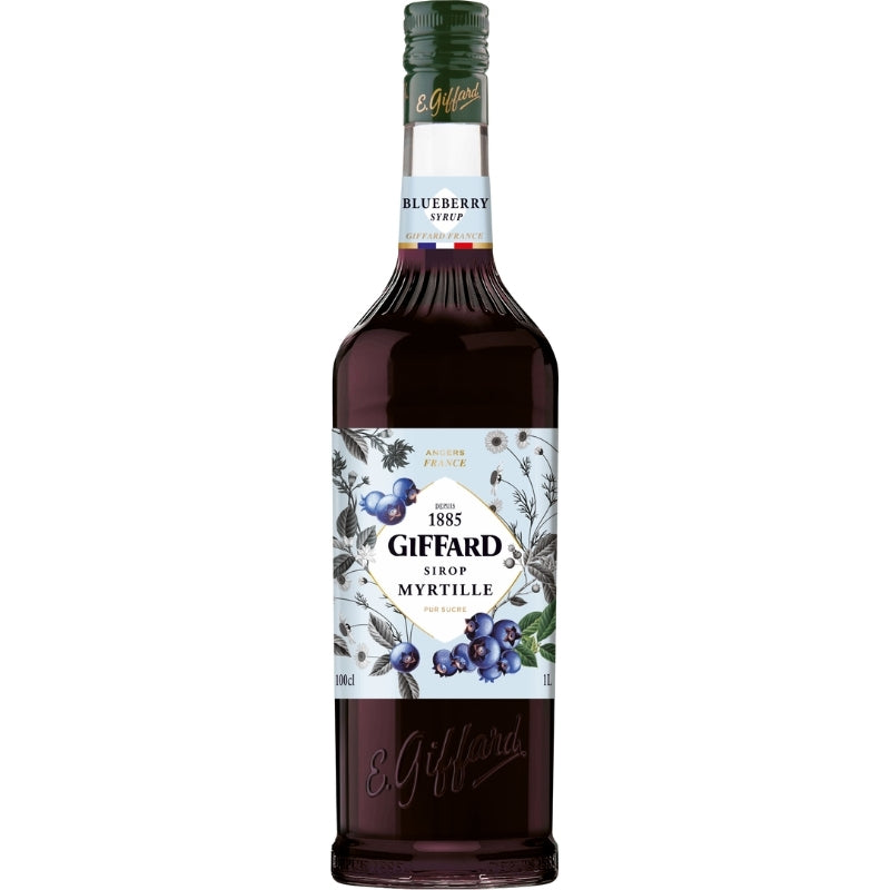 Glasflaske med blåbærsirup fra Giffard, 100 cl