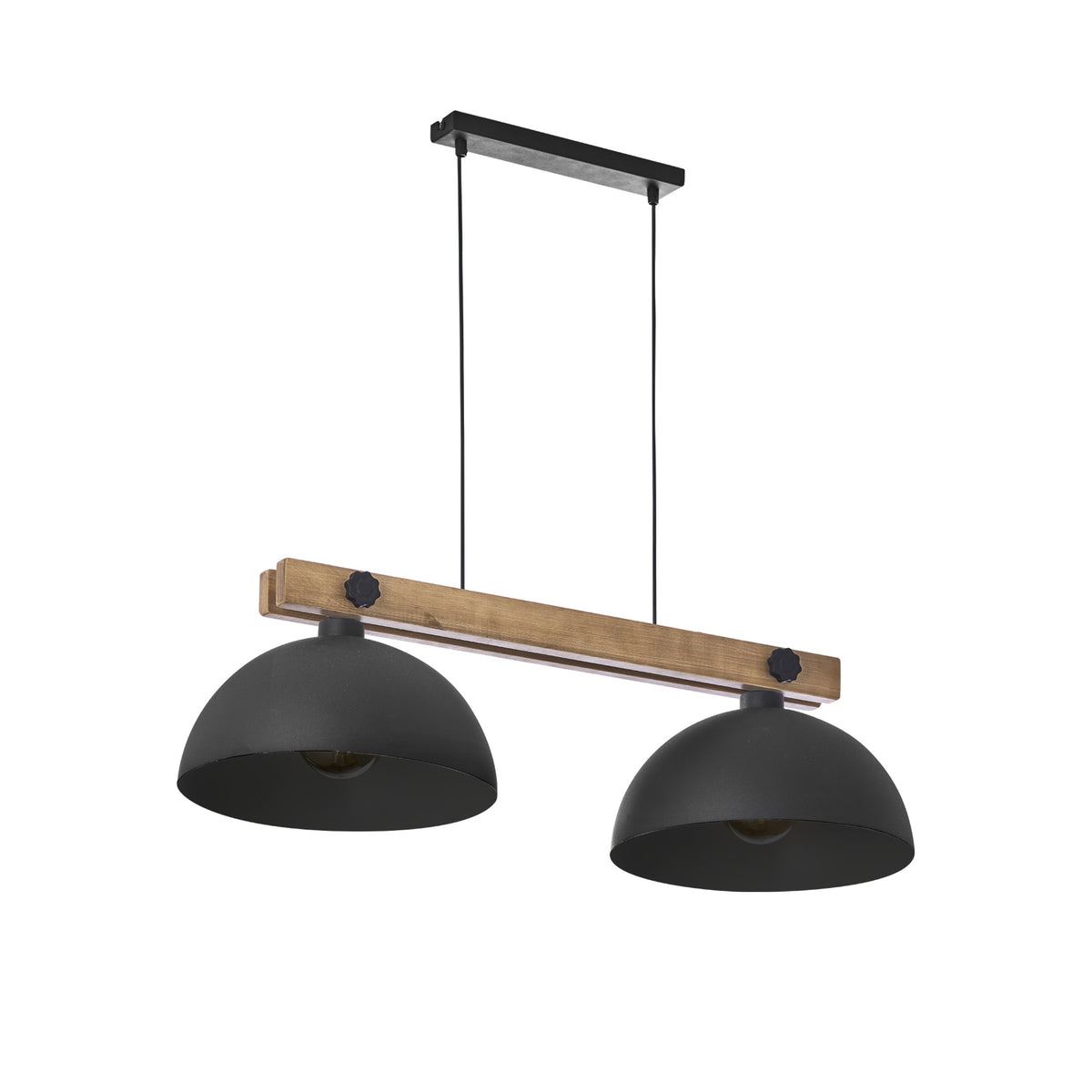 TK Oslo loftlampe med to skærme i sort metal og træ