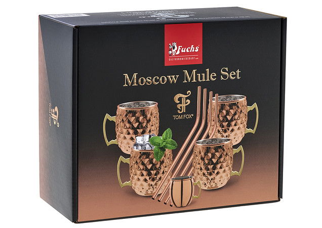 Moscow Mule Diamant Set m. Sugerør 450 Ml Kobber
