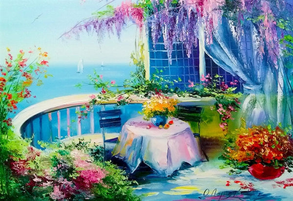 Enjoy puslespil Flowering Balcony med 1000 brikker