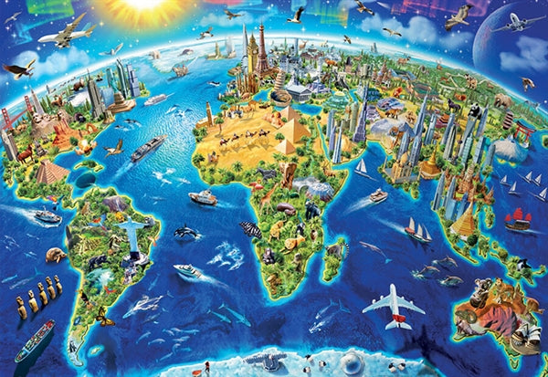 Educa puslespil World Landmarks Globe med 2000 brikker