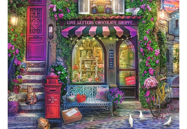 Ravensburger puslespil Love Letters Chocolate Shop med 1500 brikker