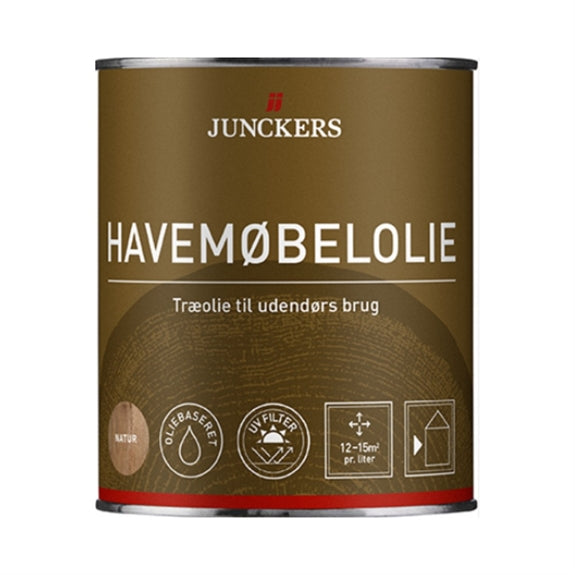Junckers Havemøbelolie i farven teak, 0,75 liter, til olie af udendørs træmøbler