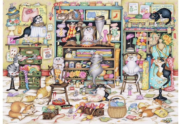 Ravensburger puslespil Crazy Cats Mrs Hardwick's Haberdashery, 1000 brikker
