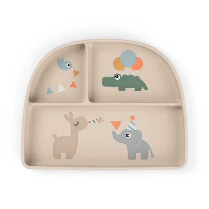 Inddelt Stick&Stay-tallerken fra Done by Deer i Celebration Sand