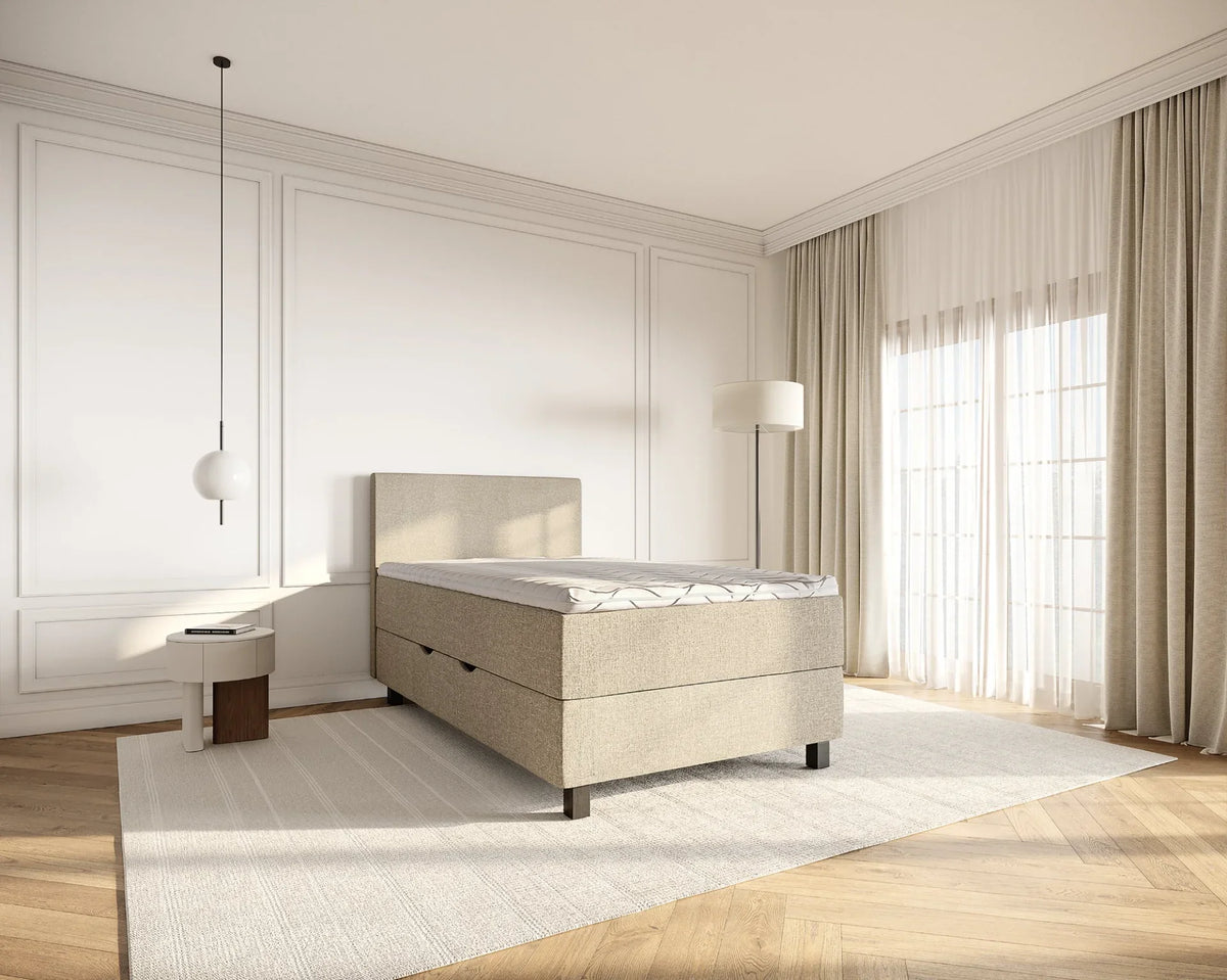Kalundborg opbevaringsseng i størrelse 90x200 cm i farven beige