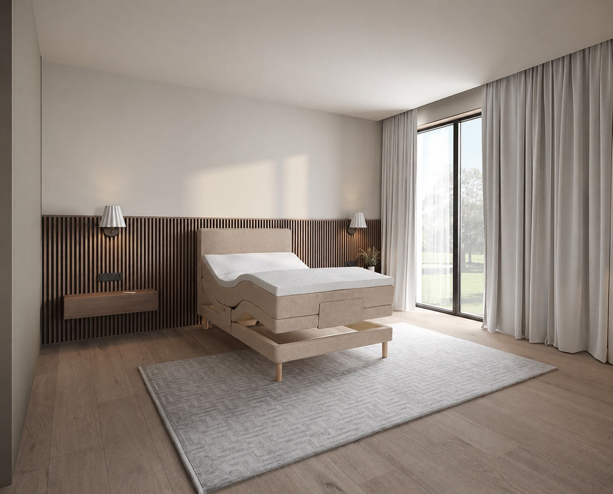 Skanderborg elevationsseng i lys sand, 90 x 200 cm, fra Sengesnedkeren