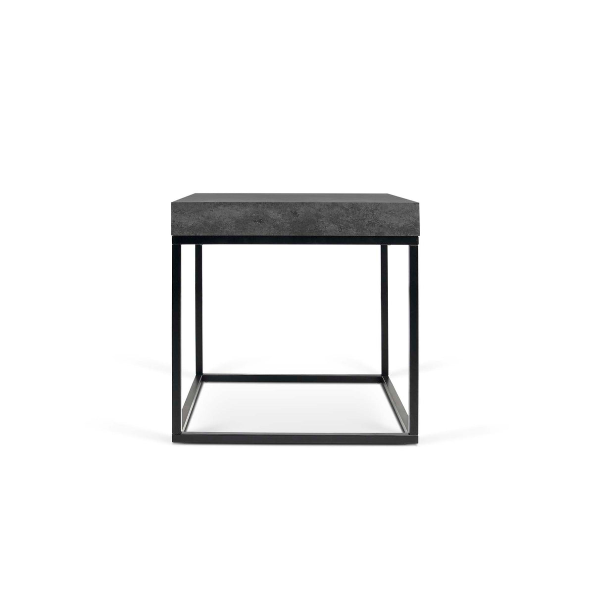 Temahome Petra sofabord i beton-look og sort metal, 55x55 cm