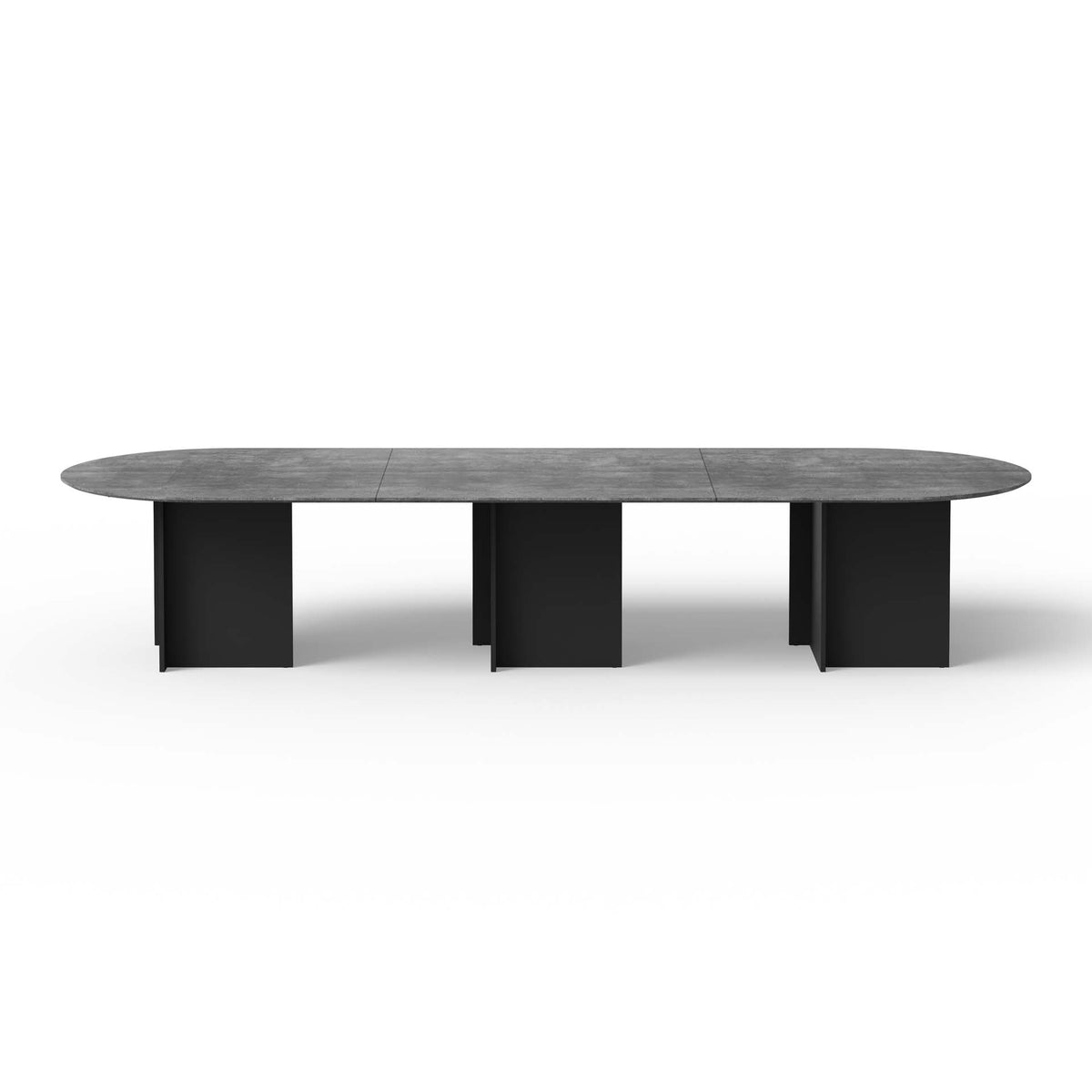 Temahome Matt langbord i beton og sort, 390x130 cm, til store spisestuer