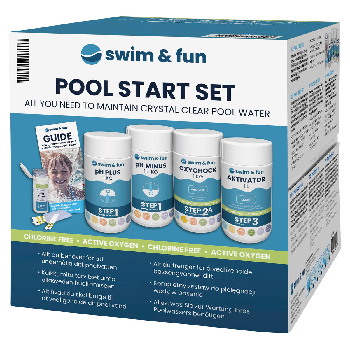 Chlorine-Free Pool Start Set med plejemidler til vildmarksbad