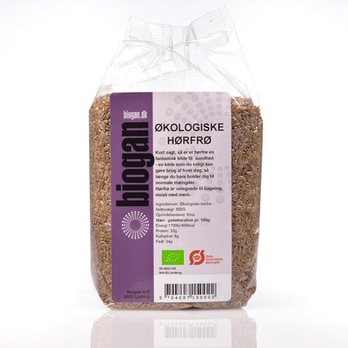 Pakke med økologiske hørfrø fra Biogan, 500 g