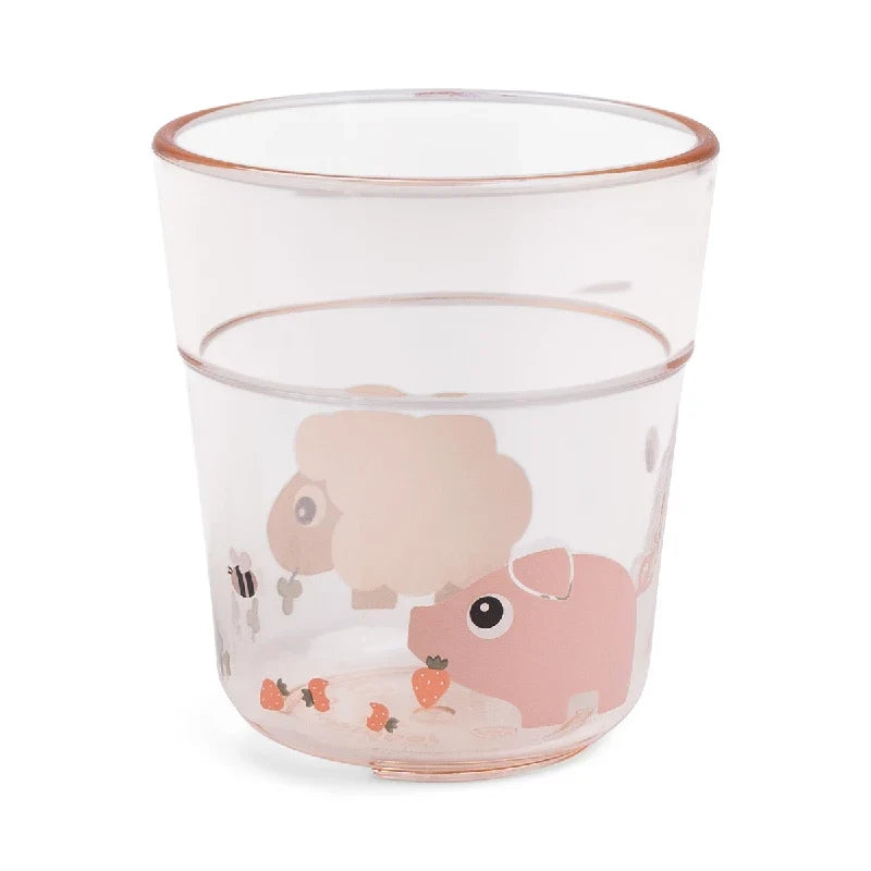 Done by Deer Tiny Farm glas i gennemsigtig tritan, farven Pudder