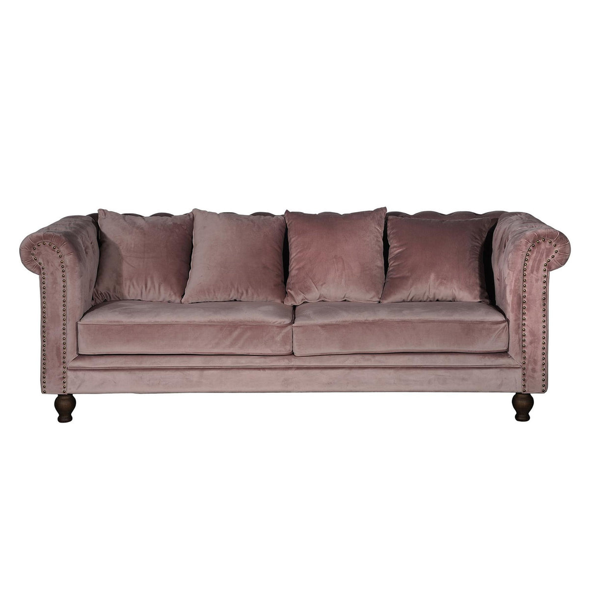 Venture Design Velvet 3 pers. sofa i rosa velour med træ