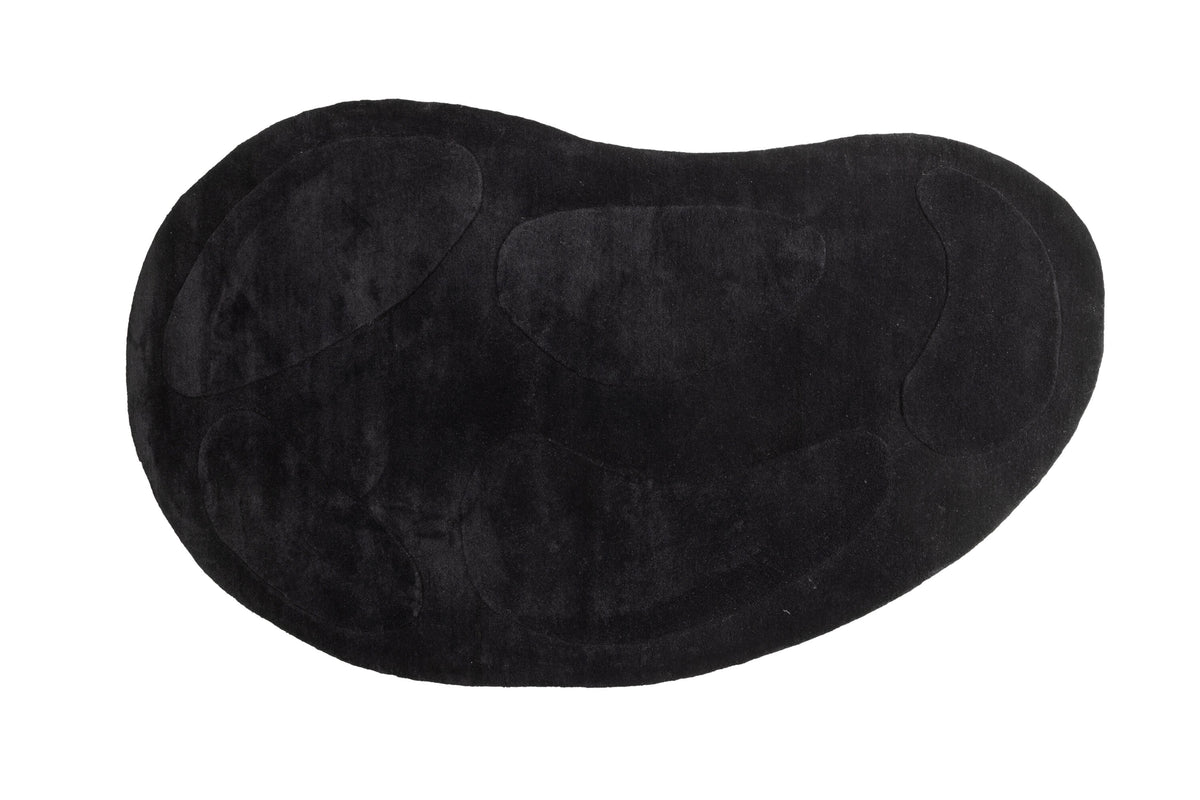 Ovalt gulvtæppe Enard i sort uld med stofbagside fra Venture Design, 290x175 cm