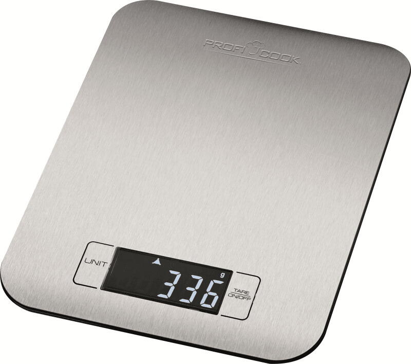 Profi Cook digital køkkenvægt i børstet rustfrit stål med LCD-display