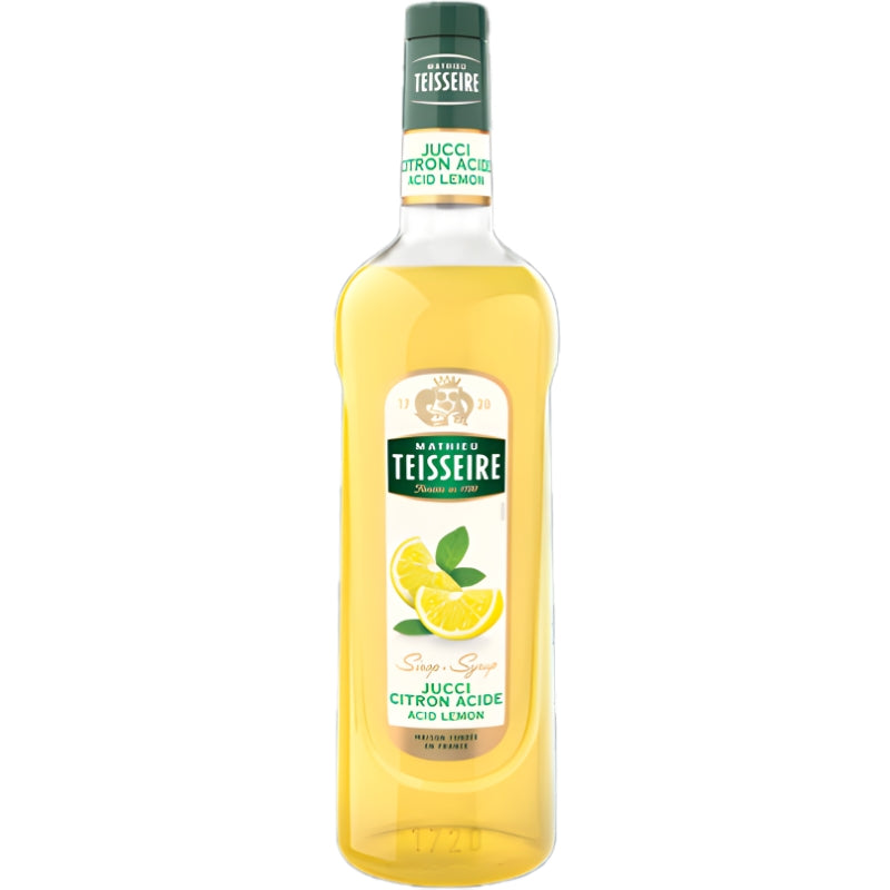 Flaske Mathieu Teisseire Jucci Acid Lemon sirup, 100 cl, med smag af citron og lime