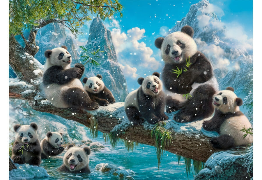 Castorland Pandas' Winter Fun puslespil med 2000 brikker