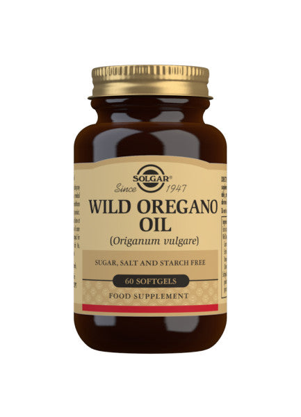 Glas med Solgar Wild Oregano, 60 softgels