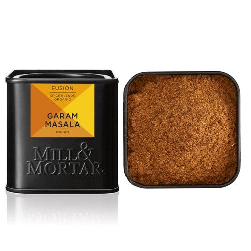 Beholder med økologisk garam masala krydderiblanding fra Mill & Mortar, 50 gram