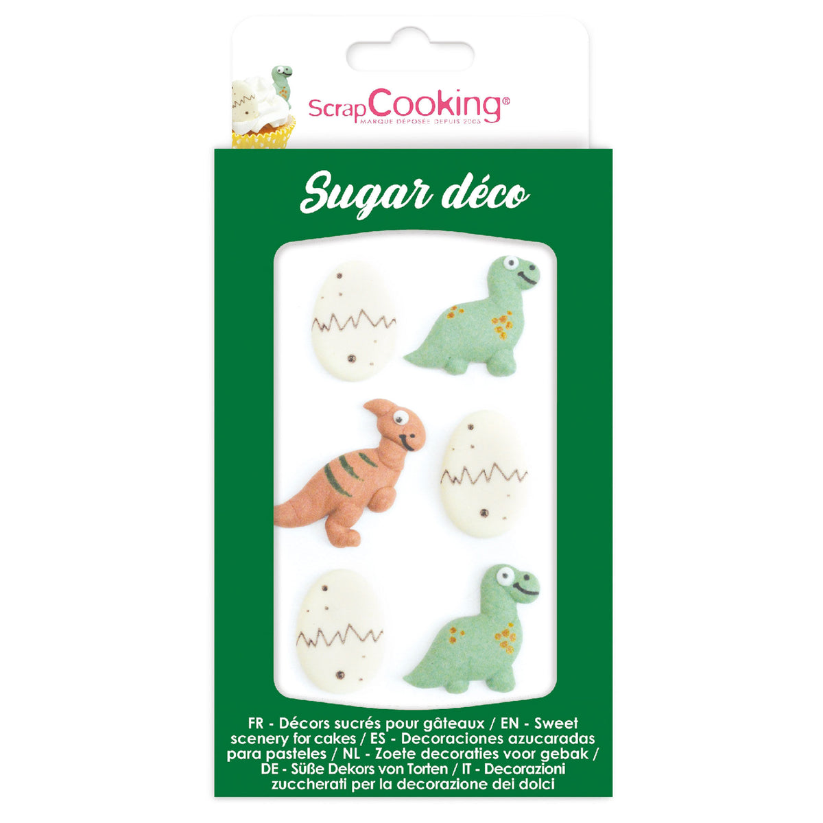 Scrapcooking dino kagedekorationer, sæt med 6 figurer til lagkager og cupcakes