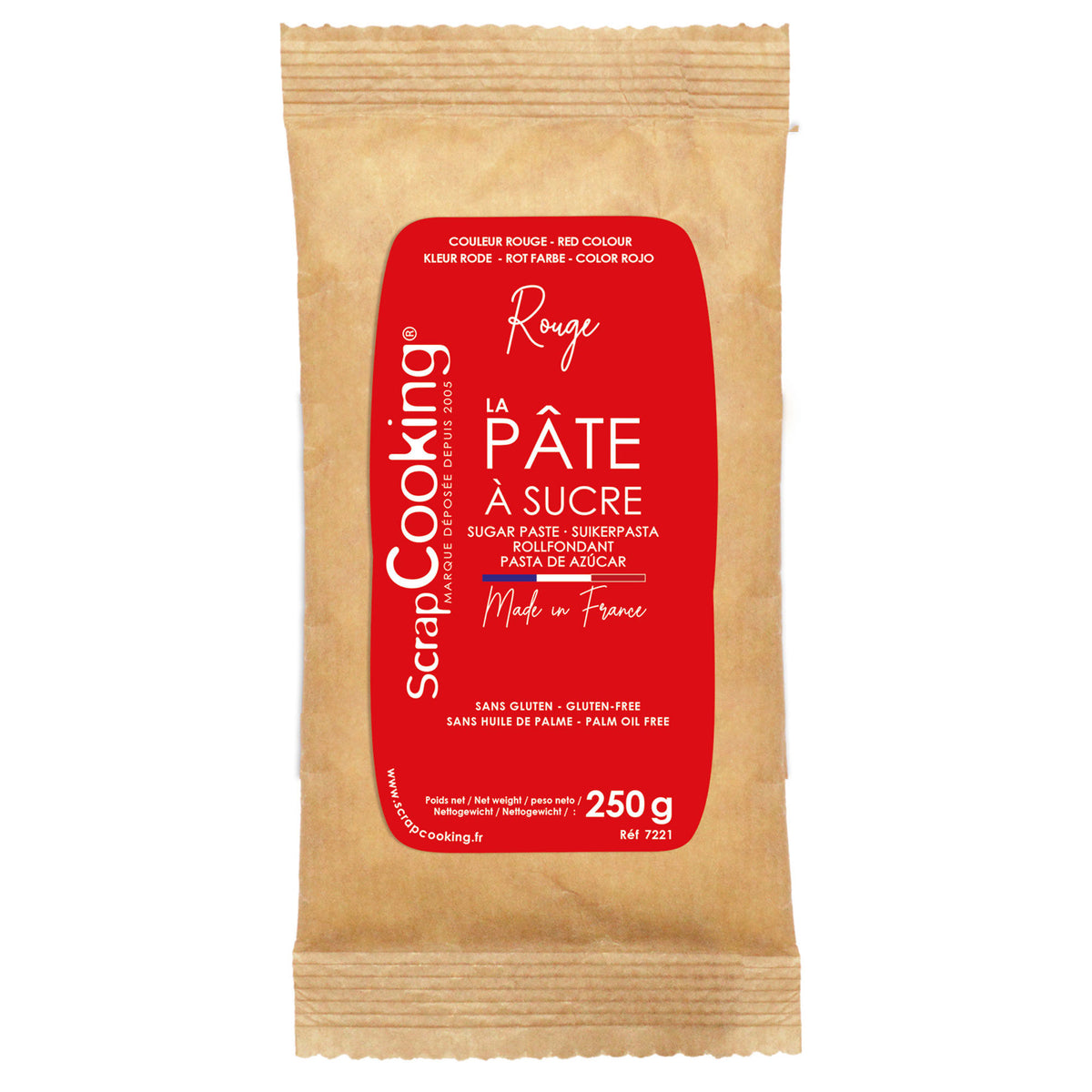 Rød sukkerpasta på 250 gram fra ScrapCooking til kager og bagværk