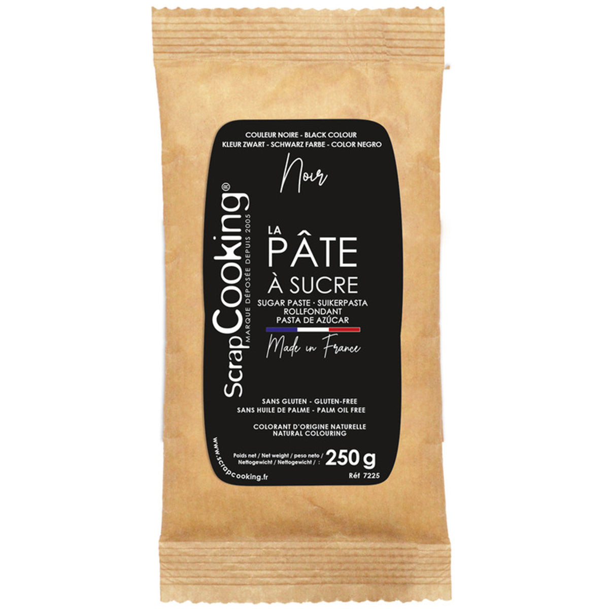 Pakke med 250 g sort sukkerpasta fra ScrapCooking til dekoration af kager