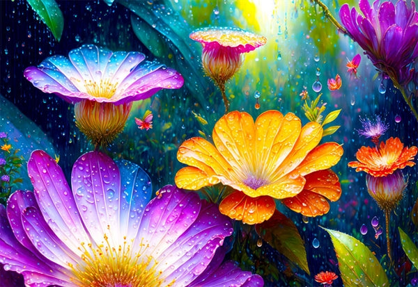 Enjoy puslespil Flowers in the Rain med 1000 brikker