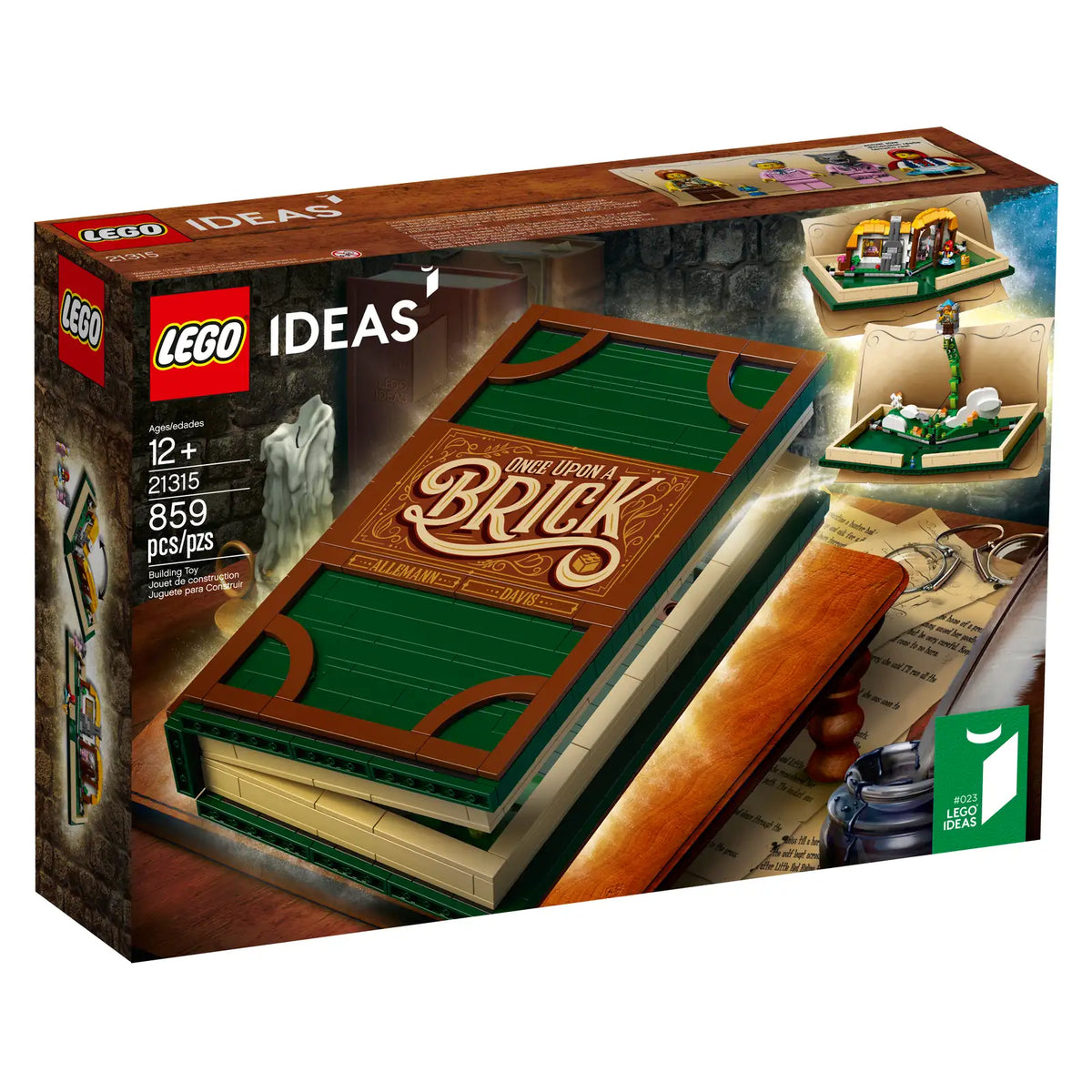 LEGO Ideas 21315 Pop op-bog, åbnet bog bygget af klodser med eventyr om Rødhætte og Hans og bønnestagen