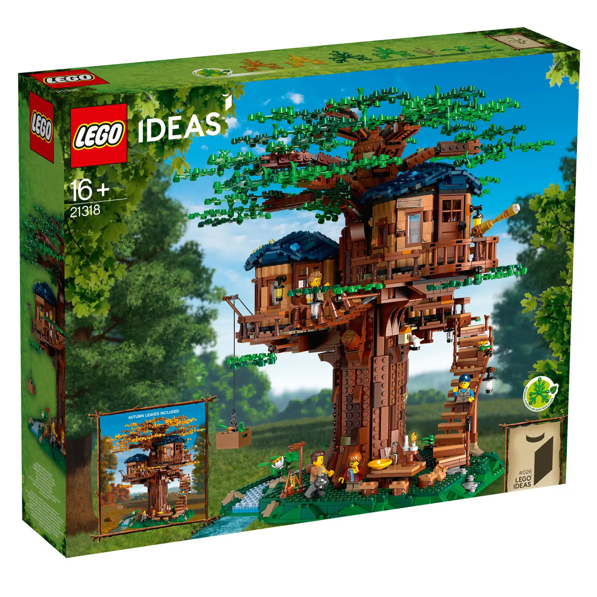 LEGO Ideas Trætophus 21318, detaljeret model af trætophus med landskabssokkel