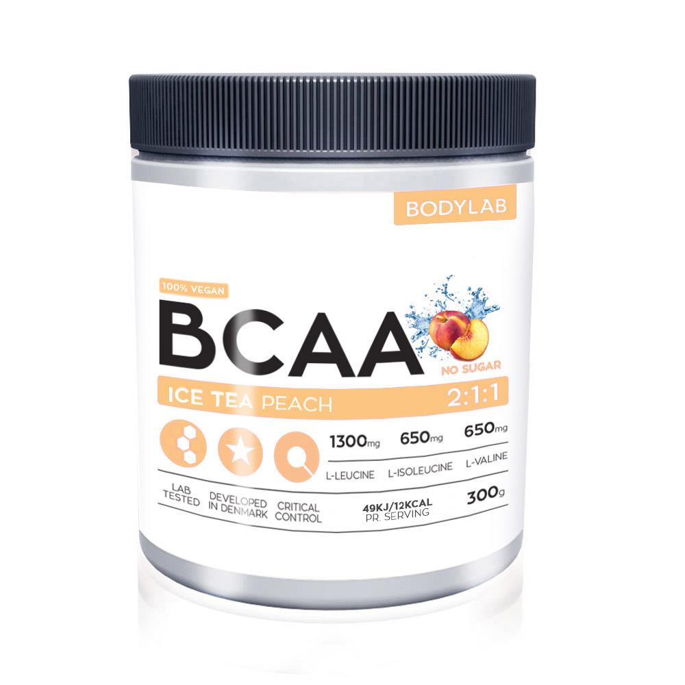 Pakning med Bodylab BCAA i smagen Ice Tea Peach, 300 g