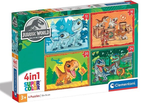 Clementoni Jurassic World puslespil med 12, 16, 20 og 24 brikker