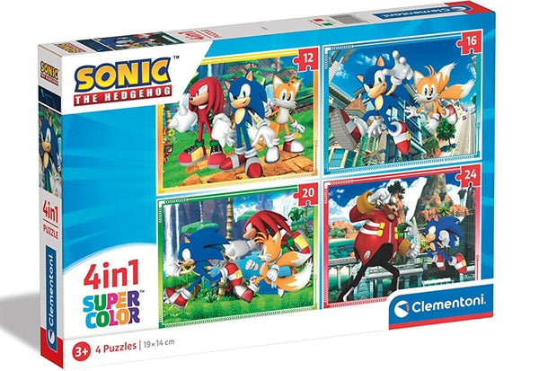 Clementoni puslespil Sonic the Hedgehog med 12, 16, 20 og 24 brikker