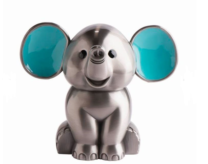 Elephant Sparebøsse med Blå øre  H. 12,5 cm. (kopi)
