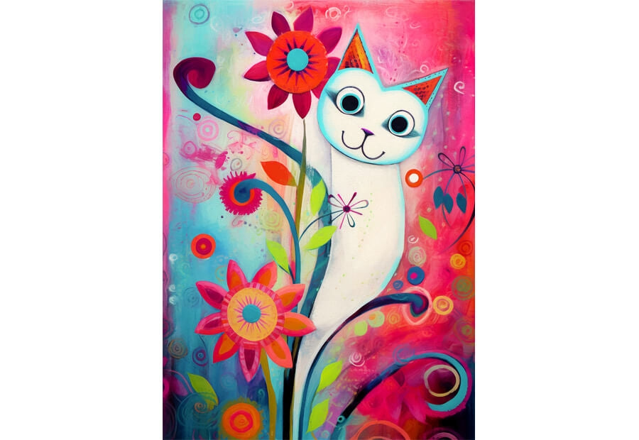Enjoy puslespil A Happy White Cat med 1000 brikker
