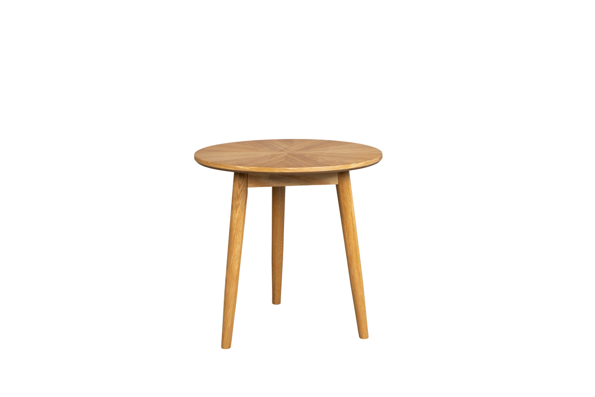 White Label Living Fabio rundt sidebord i natur egefinér og egetræ, Ø50 cm