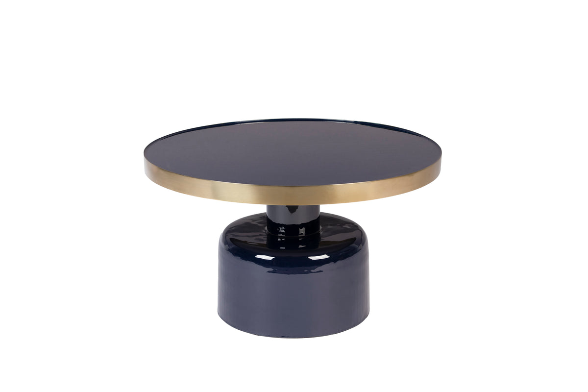 Zuiver Glam rundt sofabord i guld stål og blå emalje jern, diameter 60 cm