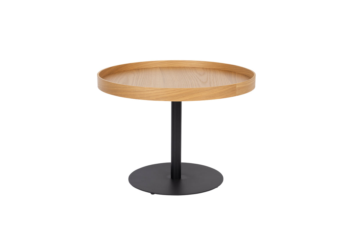Rundt sidebord Yuri M i natur egefinér og sort jern fra White Label Living