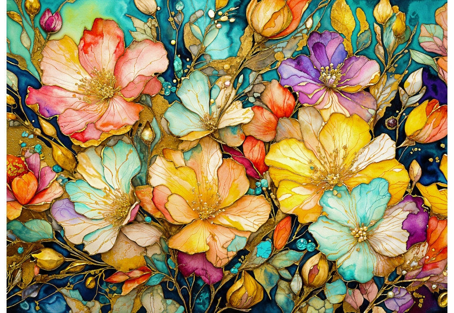 Enjoy Fancy Flower Garden puslespil med 1000 brikker