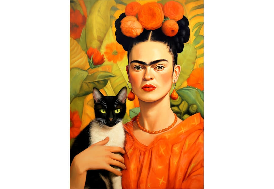 Enjoy puslespil Frida Kahlo and Her Cat med 1000 brikker